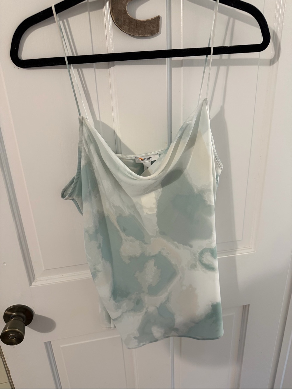 Nine West Seafoam and Cream Cowl Neck Satin Cami